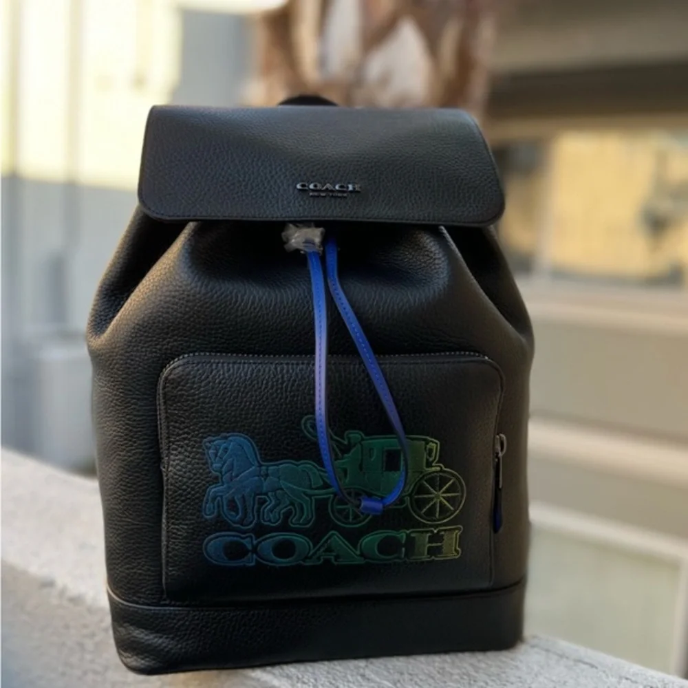 NWT‎ COACH TURNER BACKPACK LEATHER BLACK OMBRE